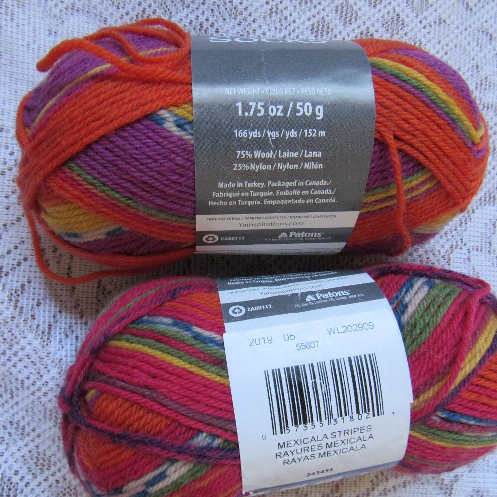 Lot of 2 balls Patons Kroy Socks, 50g each;